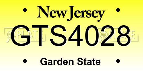 GTS4028 New Jersey License Plate
