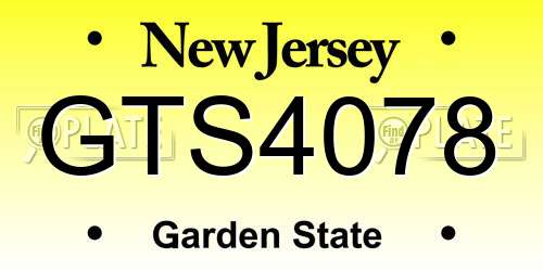 GTS4078 New Jersey License Plate