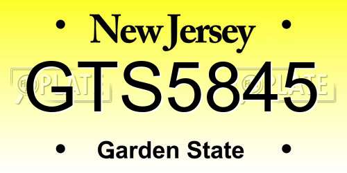 GTS5845 New Jersey License Plate