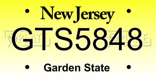 GTS5848 New Jersey License Plate