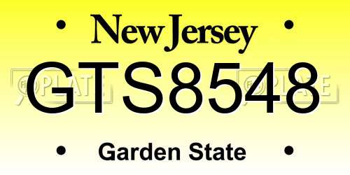 GTS8548 New Jersey License Plate
