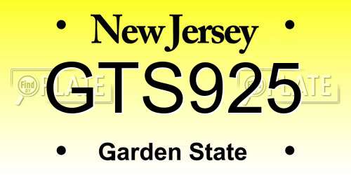 GTS925 New Jersey License Plate