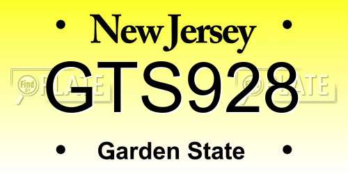 GTS928 New Jersey License Plate