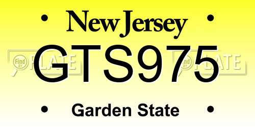 GTS975 New Jersey License Plate