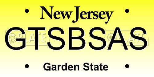 GTSBSAS New Jersey License Plate