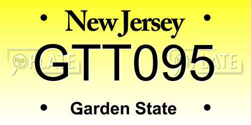 GTT095 New Jersey License Plate