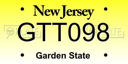 GTT098 New Jersey License Plate
