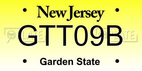 GTT09B New Jersey License Plate