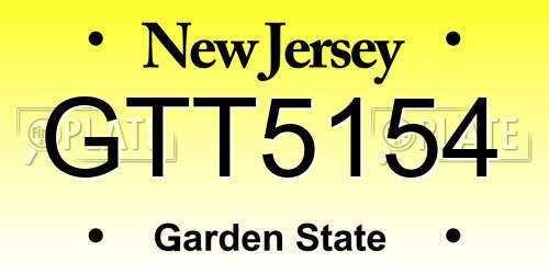 GTT5154 New Jersey License Plate