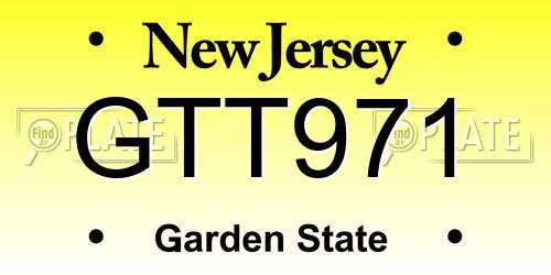 GTT971 New Jersey License Plate