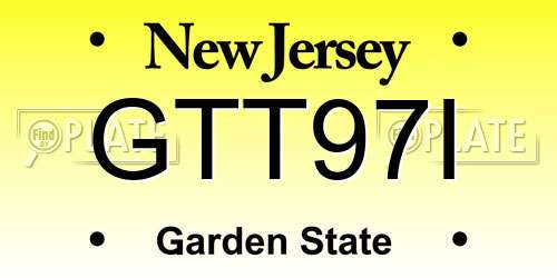 GTT97I New Jersey License Plate