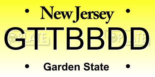 GTTBBDD New Jersey License Plate