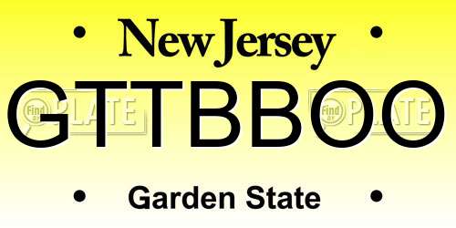 GTTBBOO New Jersey License Plate