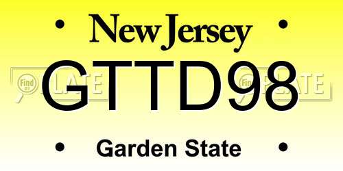 GTTD98 New Jersey License Plate