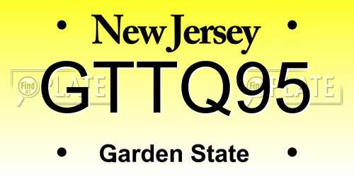 GTTQ95 New Jersey License Plate