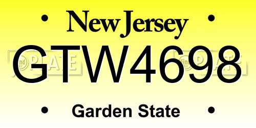 GTW4698 New Jersey License Plate
