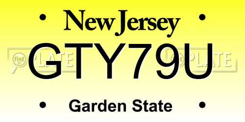 GTY79U New Jersey License Plate