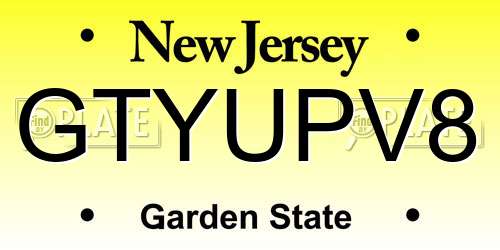 GTYUPV8 New Jersey License Plate