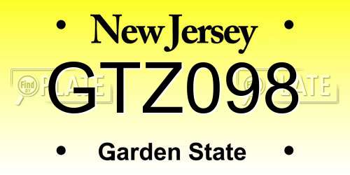 GTZ098 New Jersey License Plate