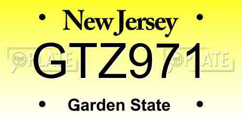 GTZ971 New Jersey License Plate