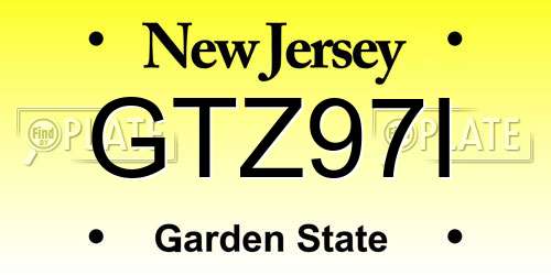 GTZ97I New Jersey License Plate
