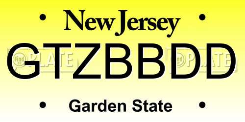 GTZBBDD New Jersey License Plate