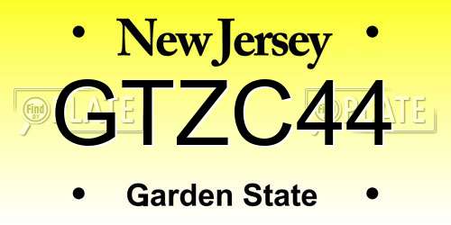 GTZC44 New Jersey License Plate