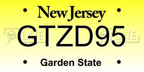 GTZD95 New Jersey License Plate