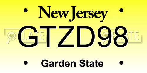 GTZD98 New Jersey License Plate
