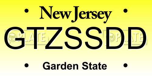 GTZSSDD New Jersey License Plate