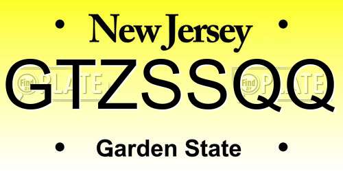 GTZSSQQ New Jersey License Plate