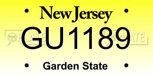 GU1189 New Jersey License Plate