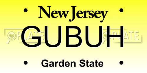 GUBUH New Jersey License Plate