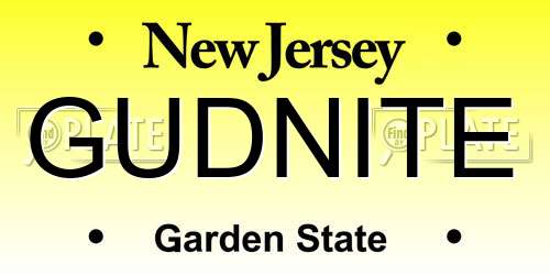 GUDNITE New Jersey License Plate