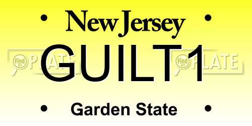 GUILT1 New Jersey License Plate