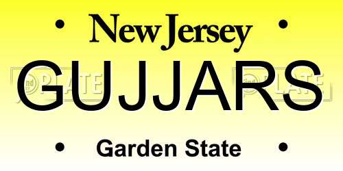 GUJJARS New Jersey License Plate