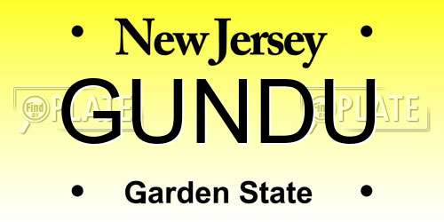 GUNDU New Jersey License Plate