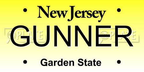 GUNNER New Jersey License Plate