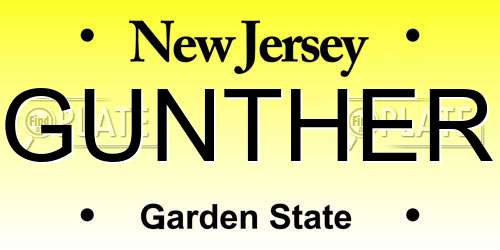 GUNTHER New Jersey License Plate
