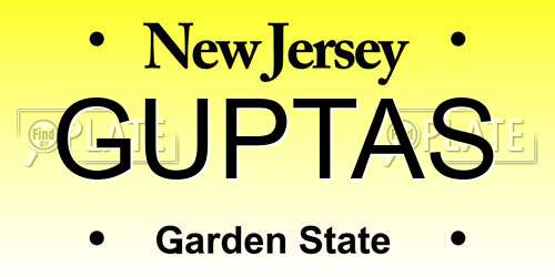 GUPTAS New Jersey License Plate