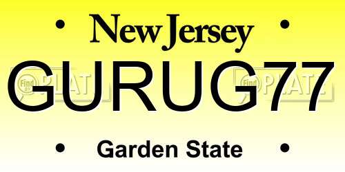 GURUG77 New Jersey License Plate