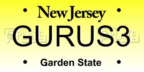 GURUS3 New Jersey License Plate