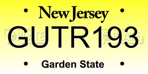 GUTR193 New Jersey License Plate