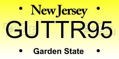 GUTTR95 New Jersey License Plate