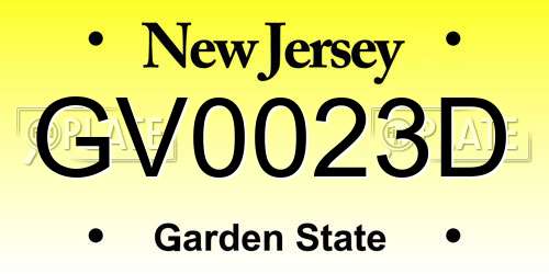 GV0023D New Jersey License Plate