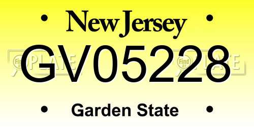 GV05228 New Jersey License Plate