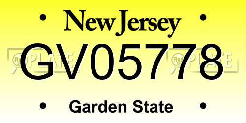 GV05778 New Jersey License Plate