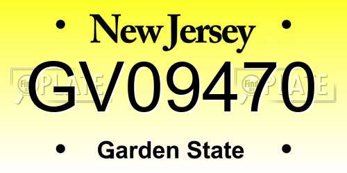 GV09470 New Jersey License Plate
