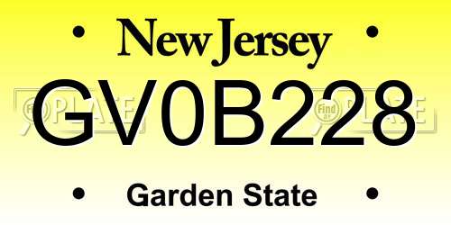 GV0B228 New Jersey License Plate