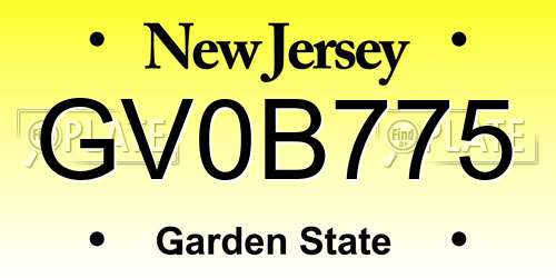 GV0B775 New Jersey License Plate